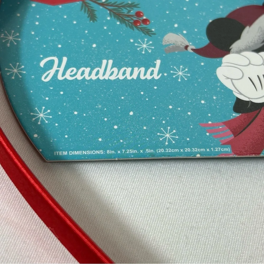 2 Disney Minnie Mouse Holidays Valentines headbands Red White Stripes Bow Pearls